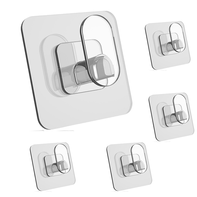 9-Pack Bathroom & Kitchen Organiser Set: 5 Heavy-Duty Clear Adhesive Hooks + 4 view 4