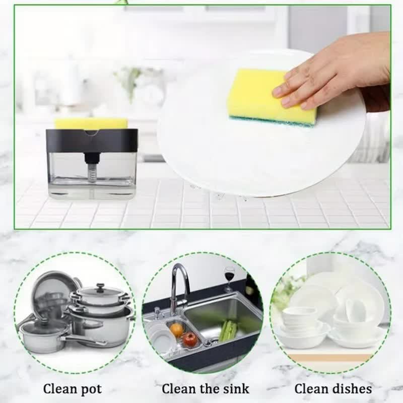 2-Pack Grey Kitchen Press-Type Dish Soap Dispenser & Sponge Caddy - 2-in-1 view 3