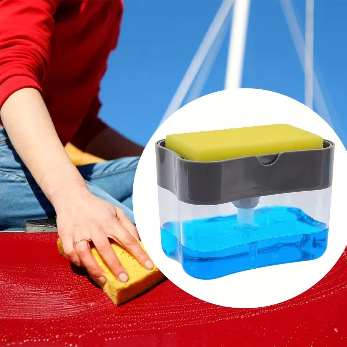 2-Pack Grey Kitchen Press-Type Dish Soap Dispenser & Sponge Caddy - 2-in-1 view 4