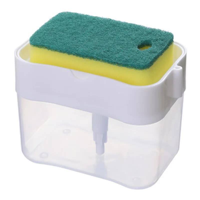 2-Pack White Kitchen Press-Type Dish Soap Dispenser & Sponge Caddy - 2-in-1