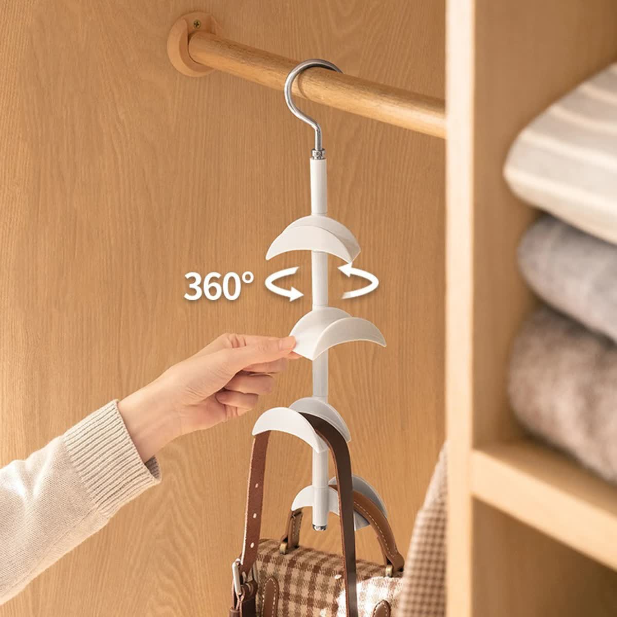 2-Pack White 360 Degree Rotating 4-Tier Closet Organiser Hook view 4