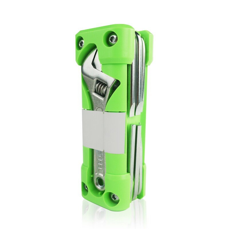 Green Compact 16-in-1 Bicycle & Motorcycle Repair Multi-Tool with Adjustable