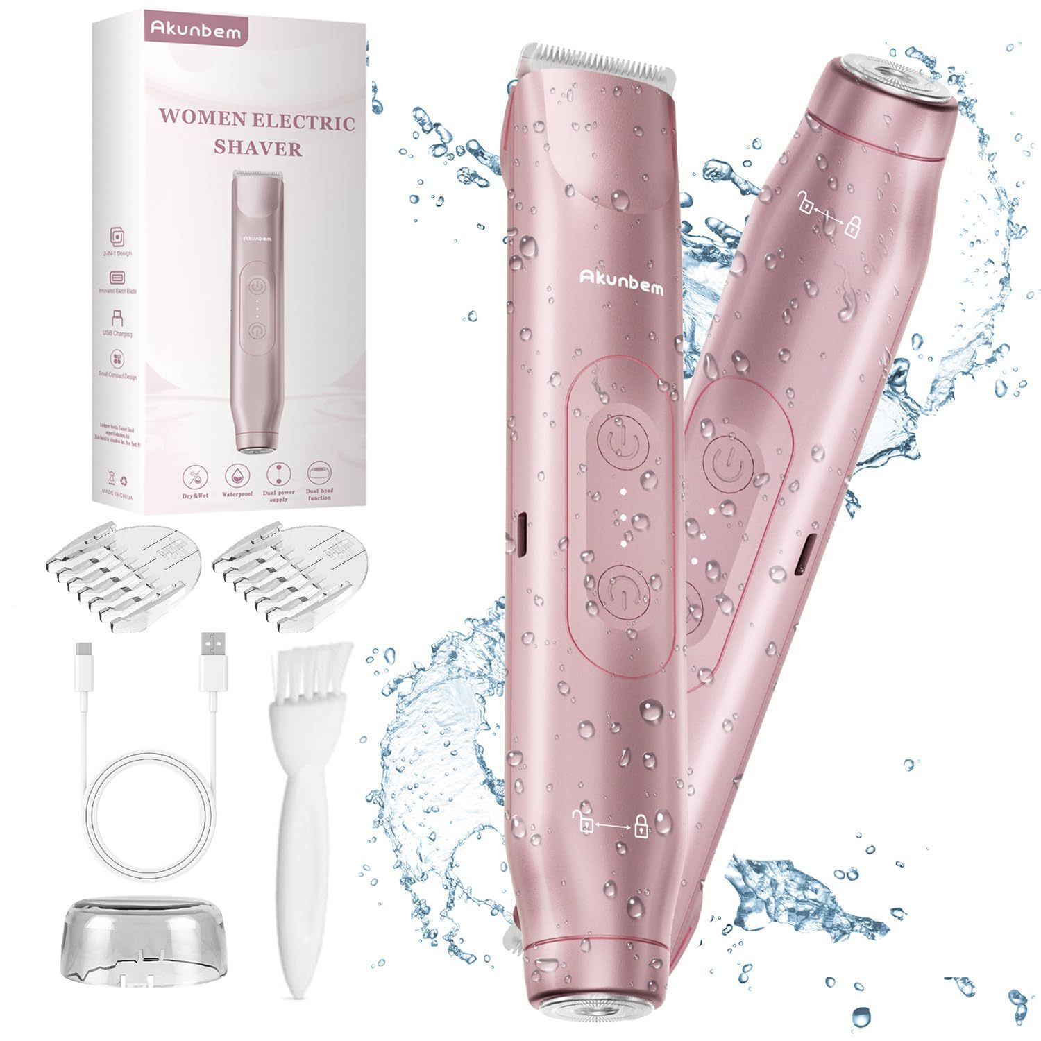 Pink Painless Electric Shaver for Women - USB Rechargeable Bikini Trimmer & view 4