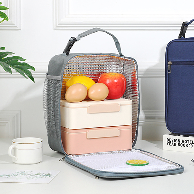 Black Insulated Lunch Bag with Shoulder Strap - Portable & Large Capacity view 3