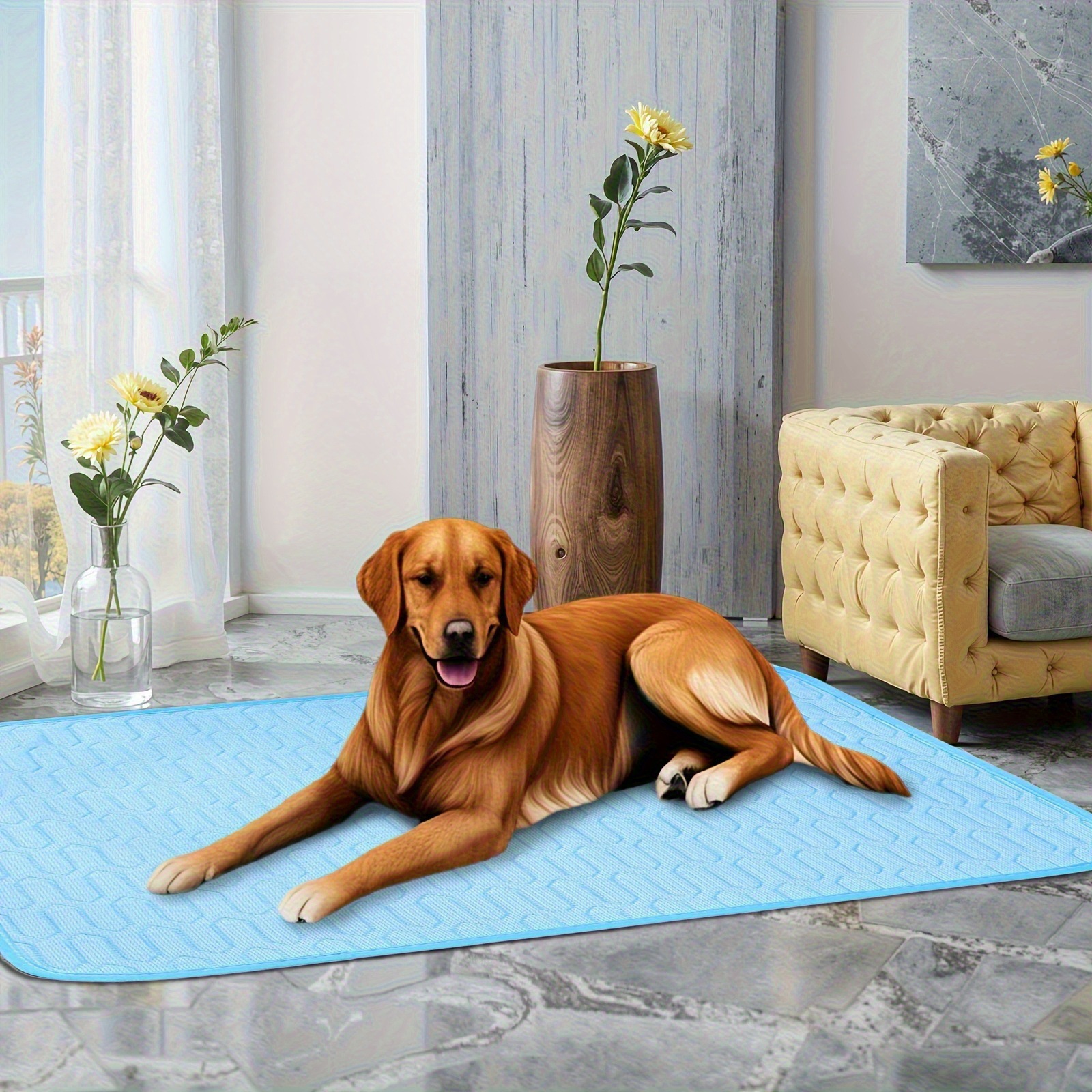 Grey Pet Summer Ice Silk Cooling Mat - Breathable Latex Sleep Pad for Dogs & view 5
