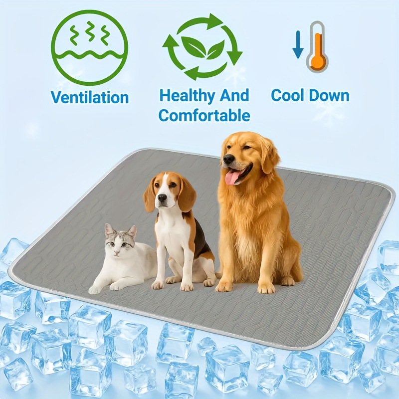 Grey Pet Summer Ice Silk Cooling Mat - Breathable Latex Sleep Pad for Dogs & view 3