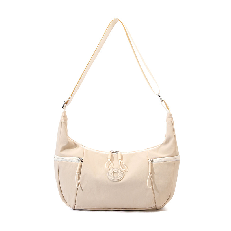 Beige Stylish & Lightweight Nylon Crossbody Bag for Women - Large Capacity