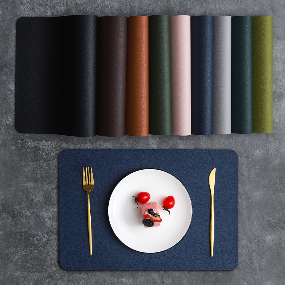 2-PCS Military green and light grey PVC Double-Sided Lychee Texture Table Mat view 2