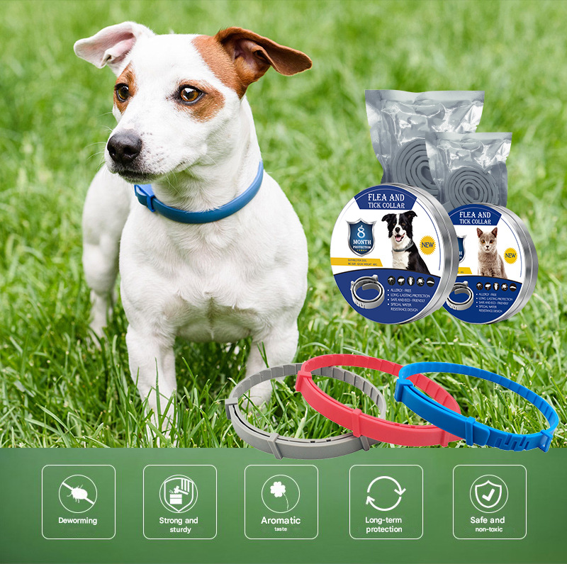 3-Pcs Blue 8-Month Flea and Tick Repellent Collar for Dogs and Cats – Waterproof view 2