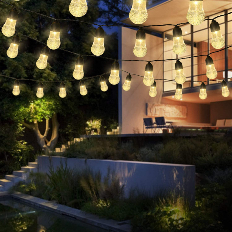 Colour Solar Powered Crystal Bubble String Lights - Waterproof Outdoor view 2
