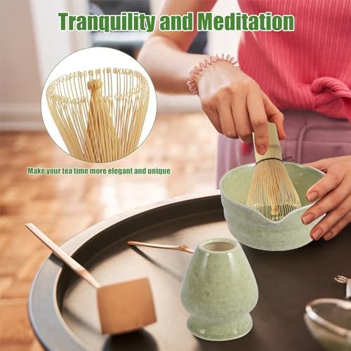 Green and white Complete Matcha Tea Ceremony Set - 4-Piece Japanese view 4