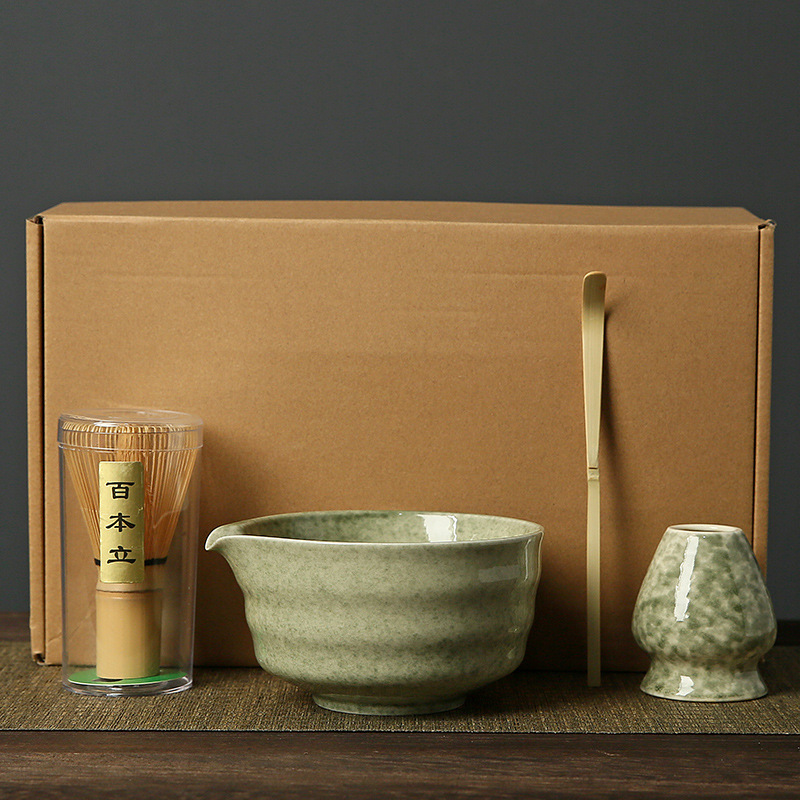 Matcha green Complete Matcha Tea Ceremony Set - 4-Piece Japanese Traditional Whisk