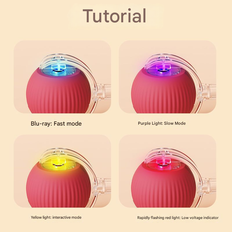2-PCS Red Automatic Interactive Cat Ball Toy with Rope - Durable & view 2
