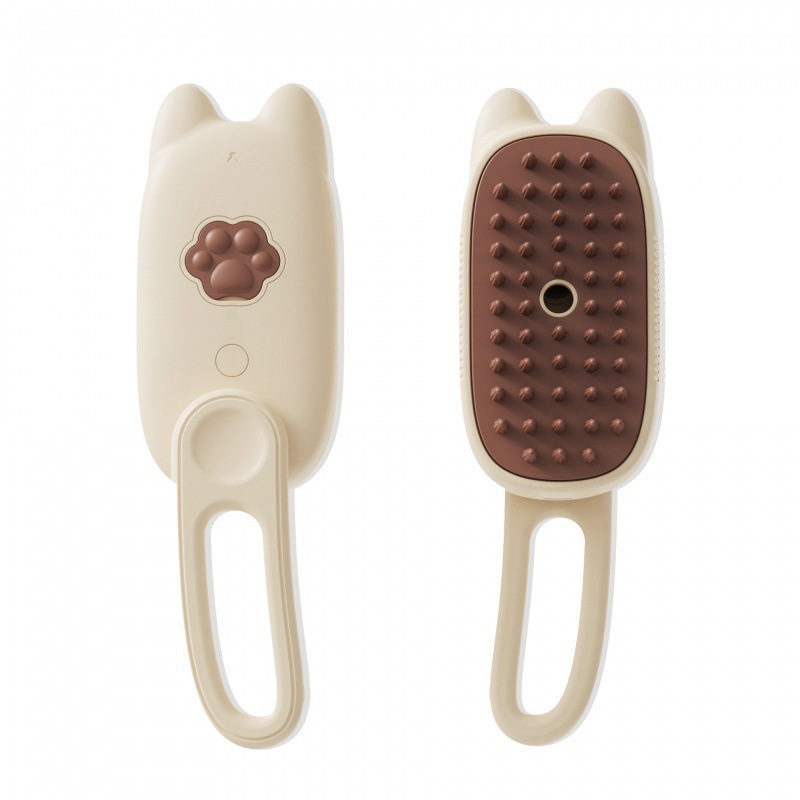 Beige Pet Spray Grooming Brush - 3-in-1 Steam Dematting Comb with Nano Mist — image 1