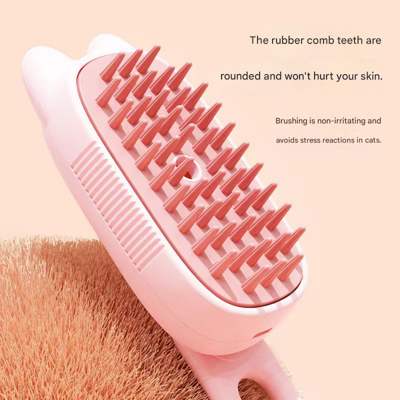 Beige Pet Spray Grooming Brush - 3-in-1 Steam Dematting Comb with Nano Mist view 4