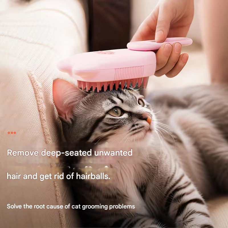 Beige Pet Spray Grooming Brush - 3-in-1 Steam Dematting Comb with Nano Mist view 5