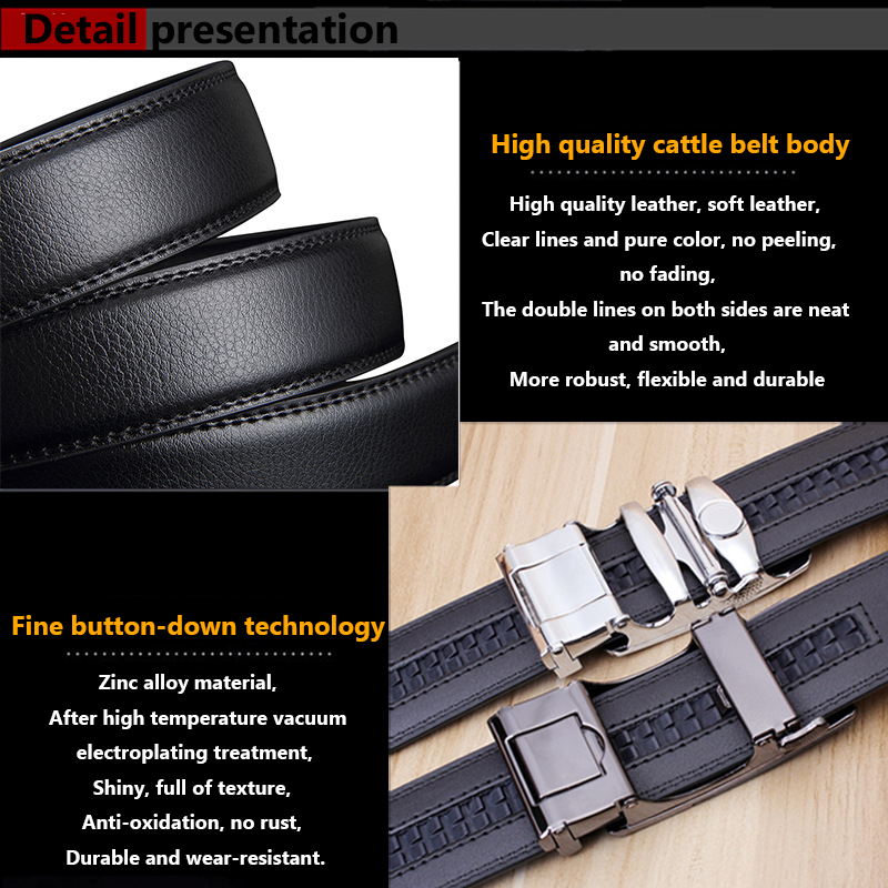 Valentine's Day Gift - Premium Men's Genuine Leather Automatic Buckle Belt view 3