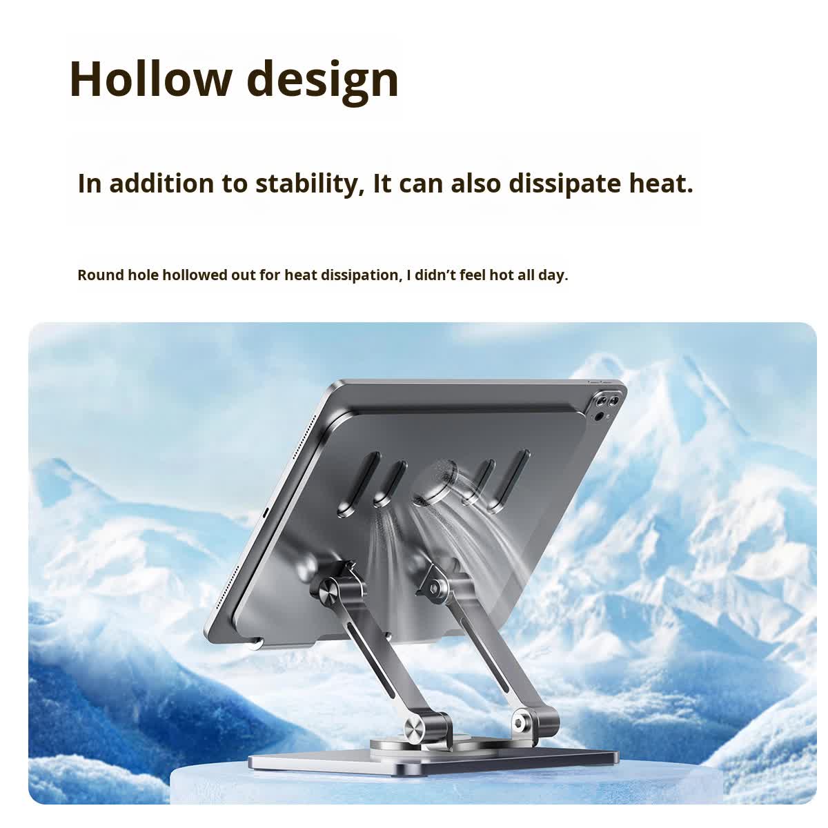 Black 360 degree Rotating Tablet & Phone Stand - Heavy-Duty Aluminum view 2