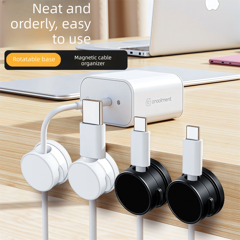 10-PCS Black 360 Degree Rotating Cable Organizer with Magnetic Mount for view 2