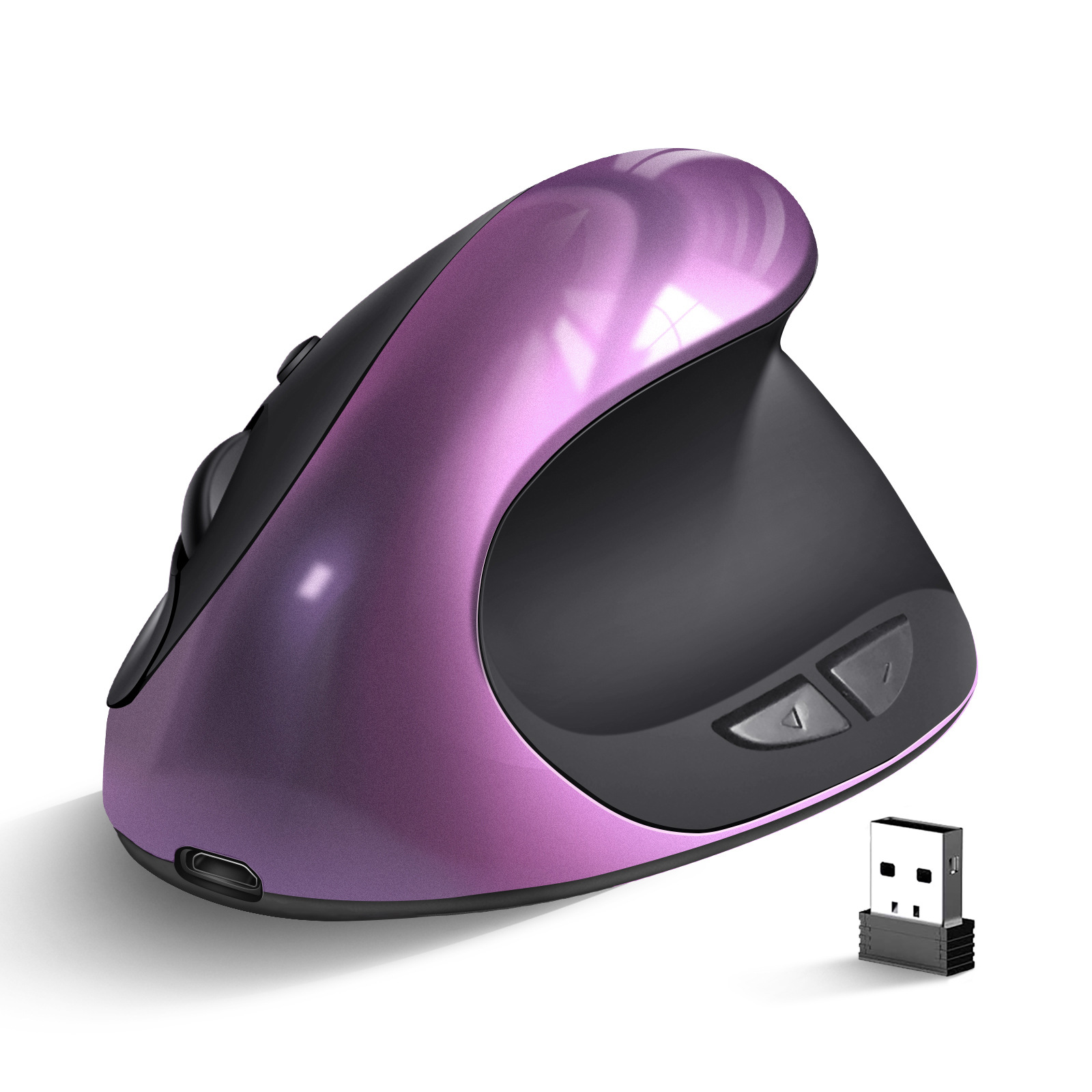 Purple 3rd Gen Vertical Wireless Mouse with USB-C Charging - Ergonomic 2.4G — image 1