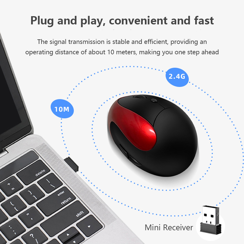 Blue 3rd Gen Vertical Wireless Mouse with USB-C Charging - Ergonomic 2.4G view 4