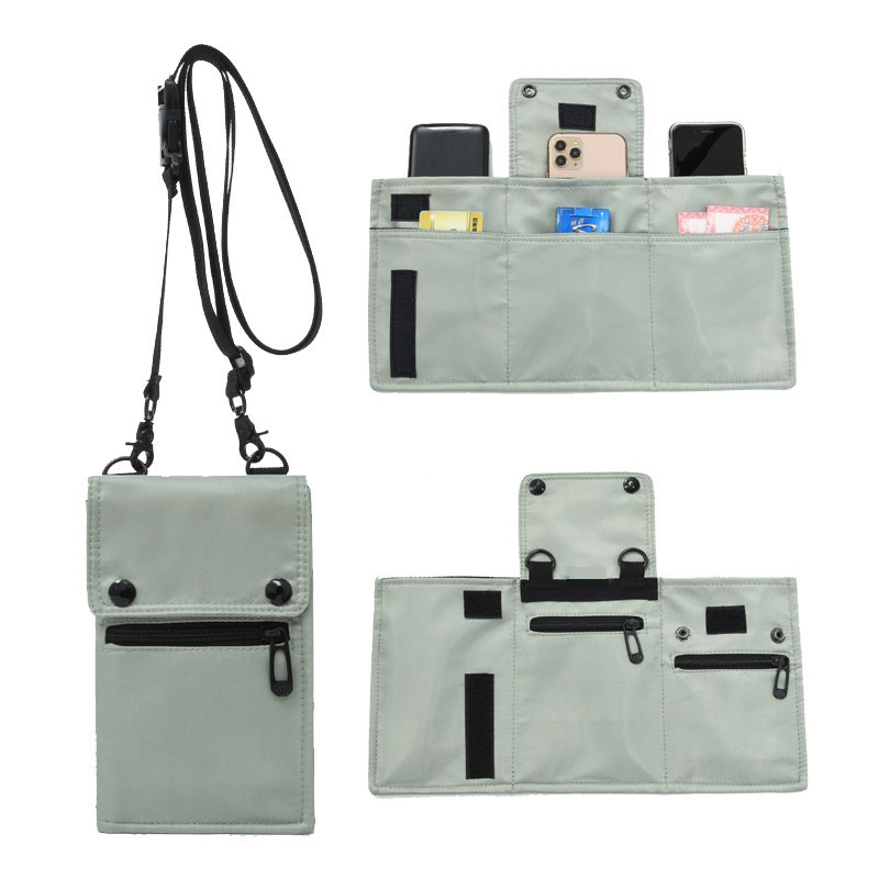 Black Men's & Women's Nylon Crossbody Phone Bag - Multi-purpose Splash-proof view 3