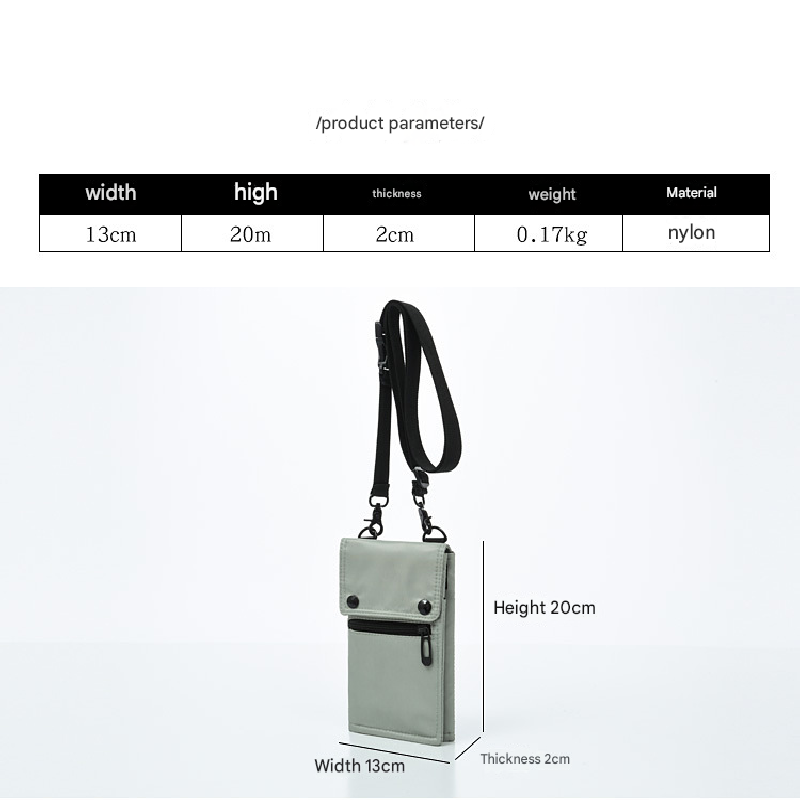 Black Men's & Women's Nylon Crossbody Phone Bag - Multi-purpose Splash-proof view 4