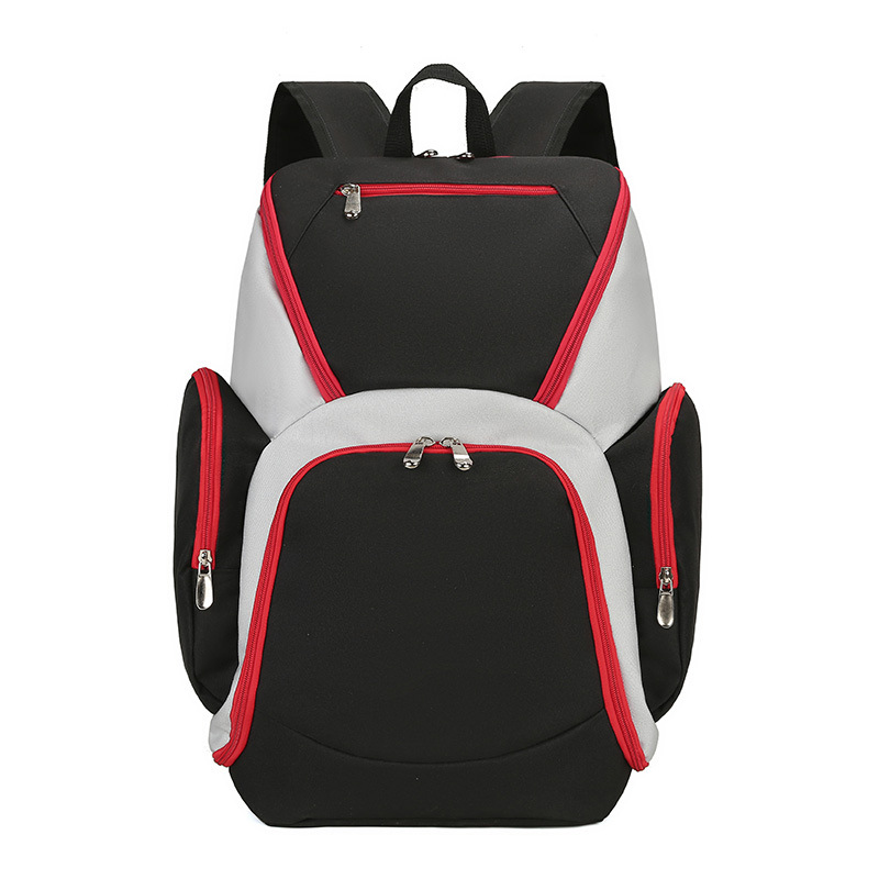 Black and red Large Capacity Oxford Cloth Basketball Backpack - Waterproof Gym