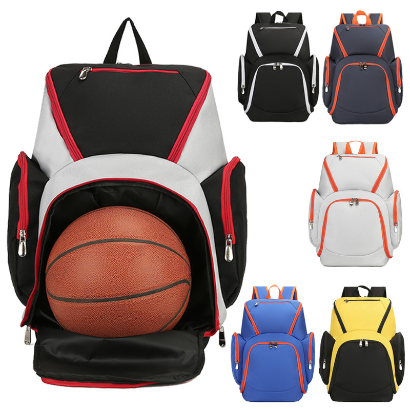 Black and red Large Capacity Oxford Cloth Basketball Backpack - Waterproof Gym view 3