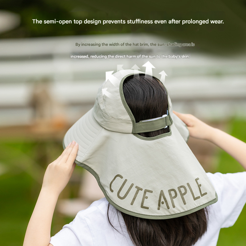 Red Kids UV Protection Sun Hat - Breathable Wide Brim Bucket Hat with Neck view 2