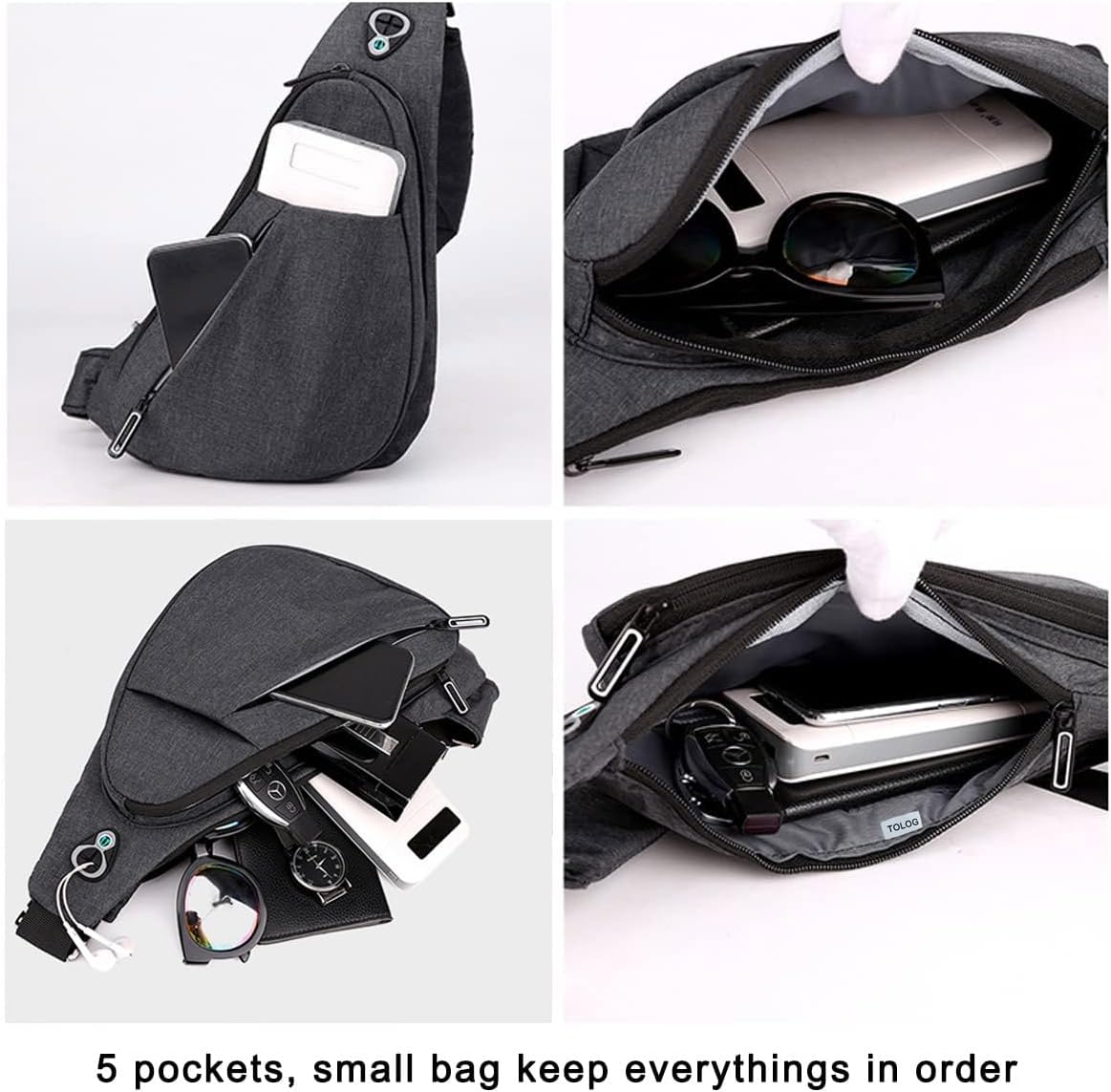 Blue left shoulder New Men's Reflective Crossbody Sling Bag - Casual Commuter view 2