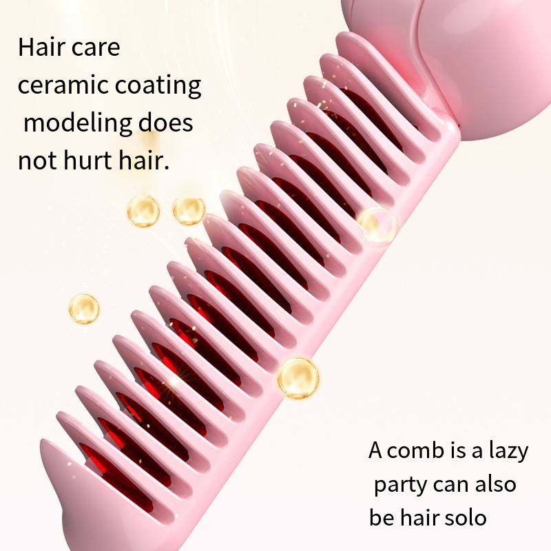Purple Portable Foldable Cordless Hair Straightener Comb - 2-in-1 Ionic view 2