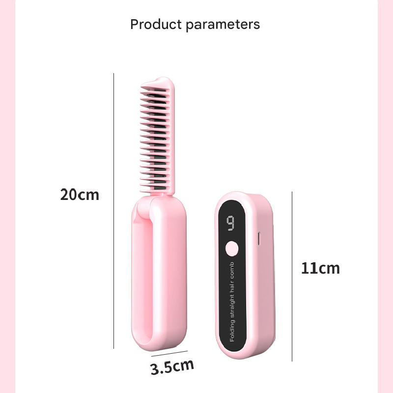 Purple Portable Foldable Cordless Hair Straightener Comb - 2-in-1 Ionic view 7
