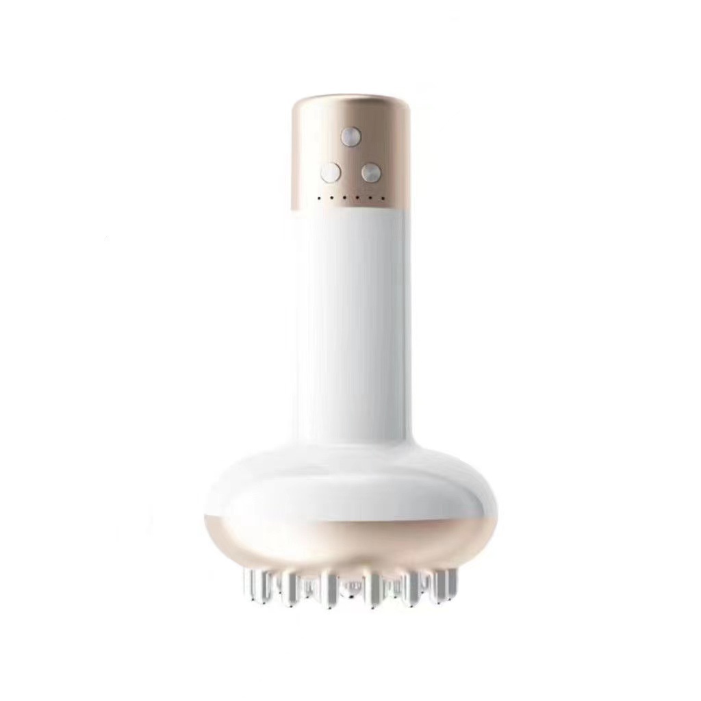 White Electric Meridian Brush Massager - 6-in-1 Handheld Device with Vibration