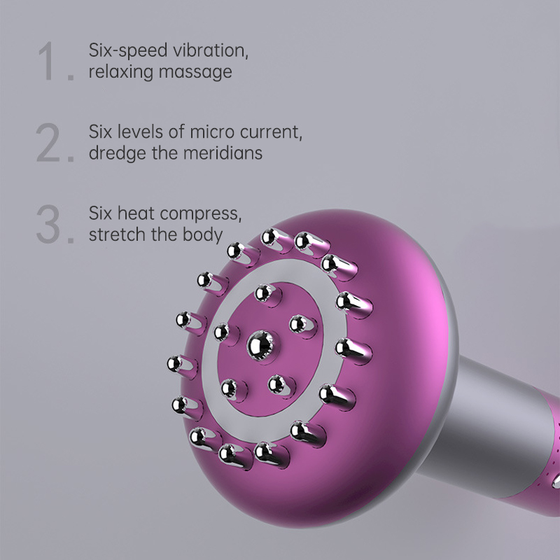 White Electric Meridian Brush Massager - 6-in-1 Handheld Device with Vibration view 3