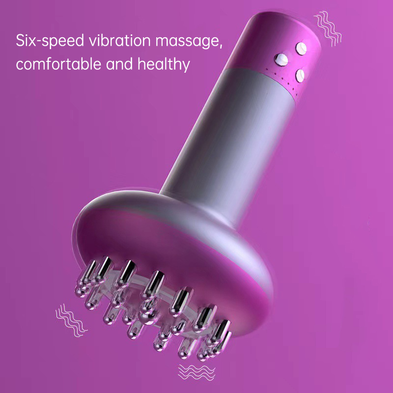 White Electric Meridian Brush Massager - 6-in-1 Handheld Device with Vibration view 4