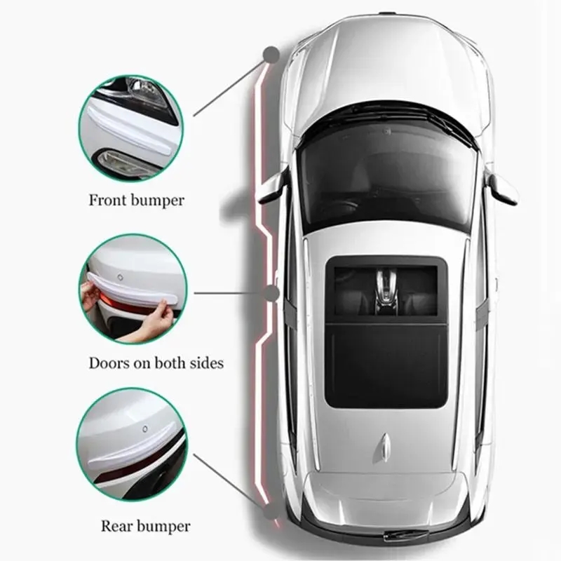 3-PCS Red Universal Car Bumper Protector Strips - Carbon Fiber Look view 2