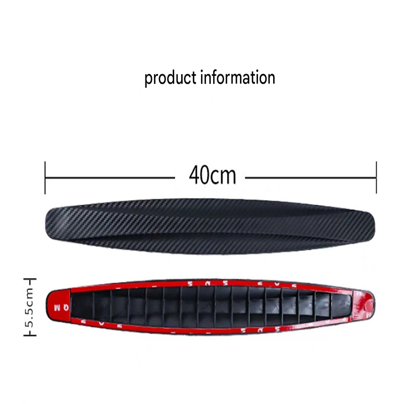 3-PCS Red Universal Car Bumper Protector Strips - Carbon Fiber Look view 5