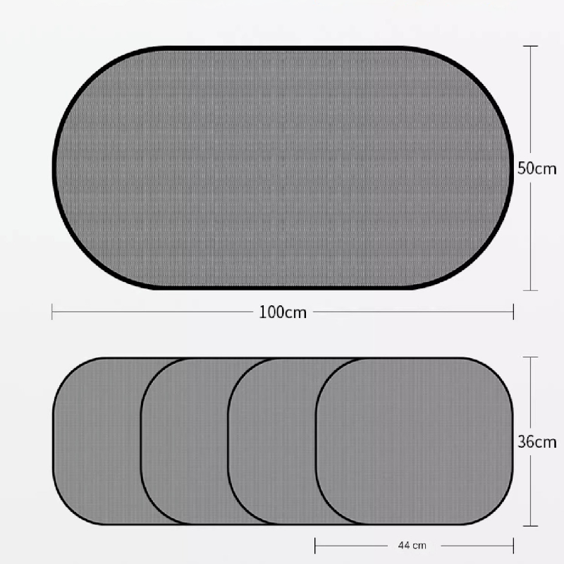 Black Universal Car Window Sun Shade Set - Mesh Fabric UV Protection(One solid view 9