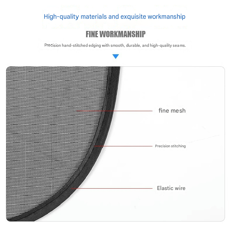 Black Universal Car Window Sun Shade Set - Mesh Fabric UV Protection(One solid view 7