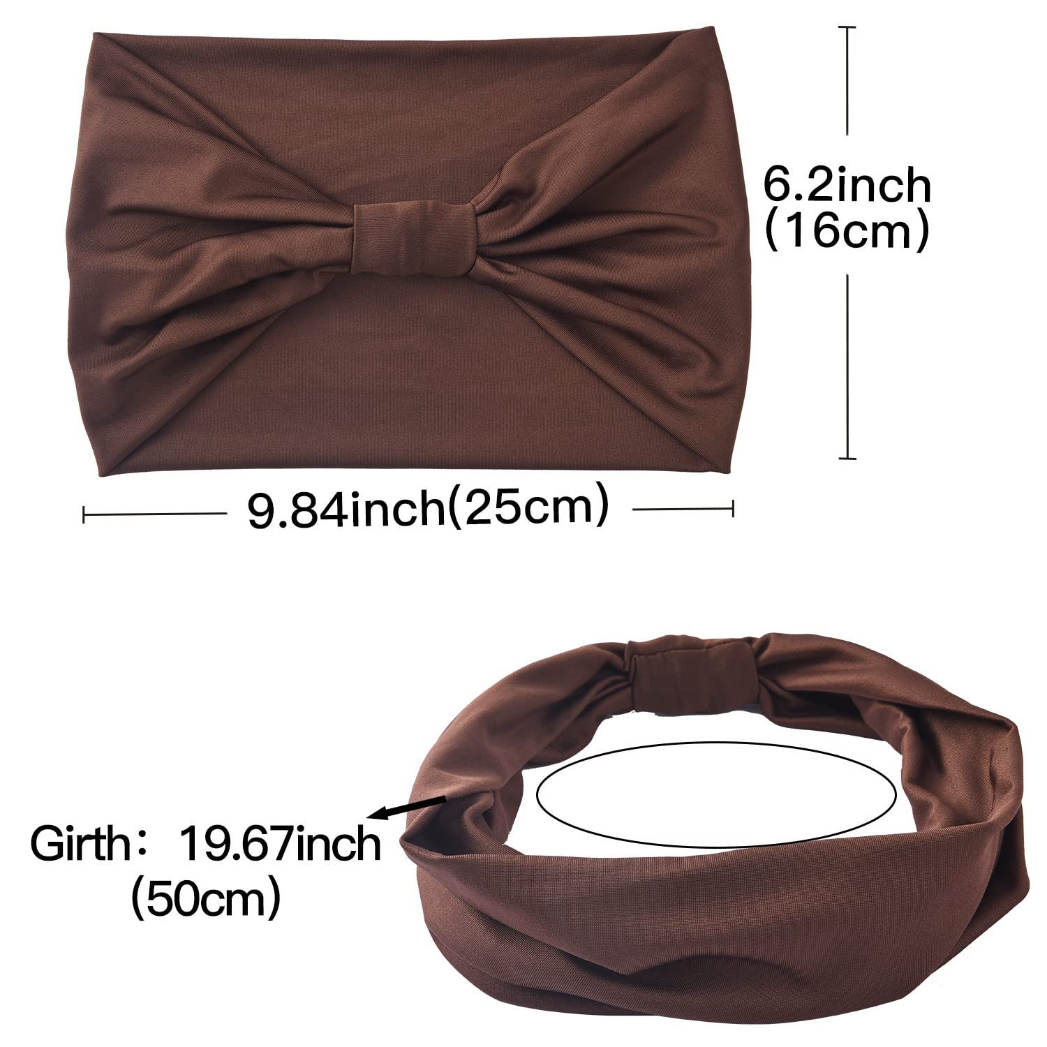 5-PCS White Women's Extra Wide Turban Headband - Elastic Yoga & Sports Hair Wrap view 3