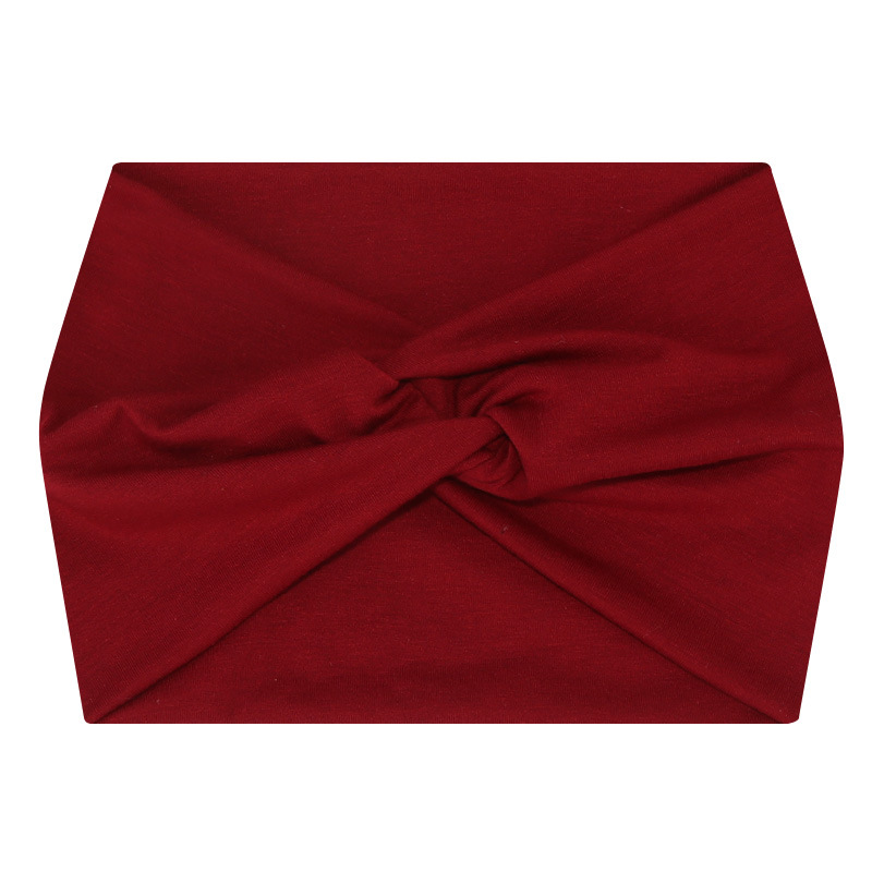 5-PCS Wine red Women's Extra Wide Turban Headband - Elastic Yoga & Sports Hair