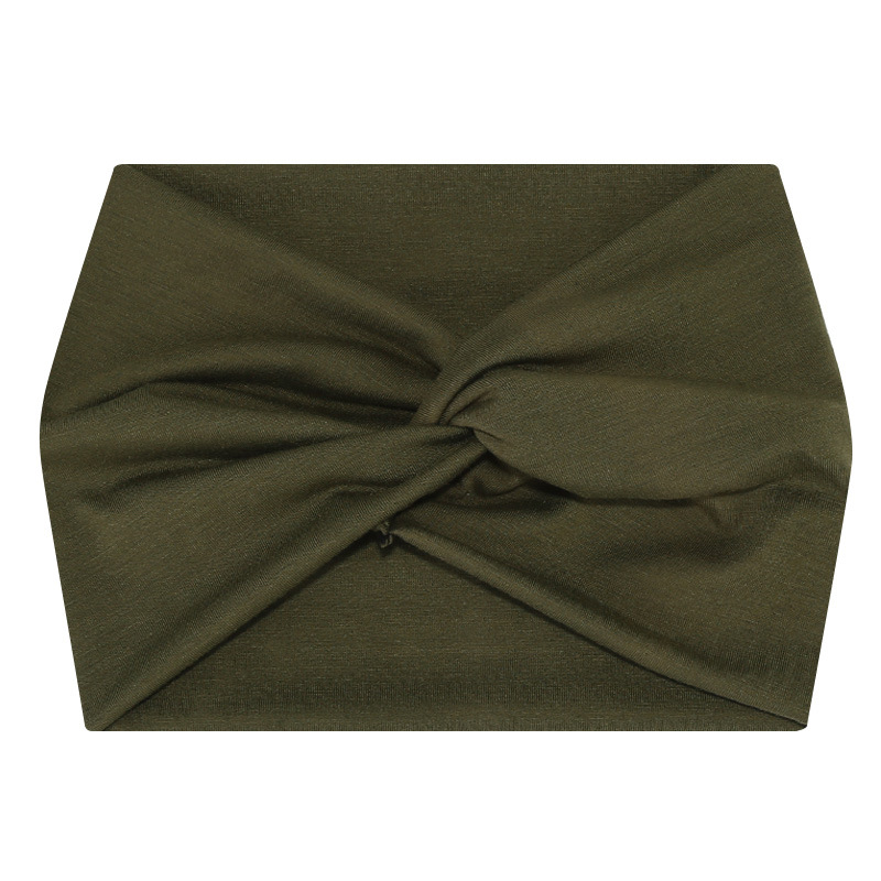 5-PCS Military green Women's Extra Wide Turban Headband - Elastic Yoga &