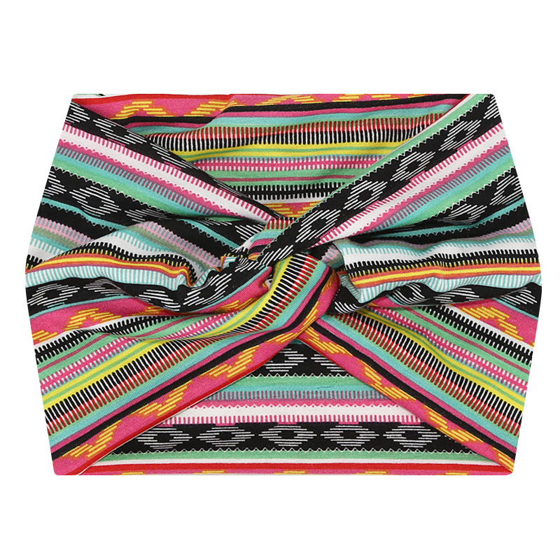 5-PCS Colorful stripes Women's Extra Wide Turban Headband - Elastic Yoga &