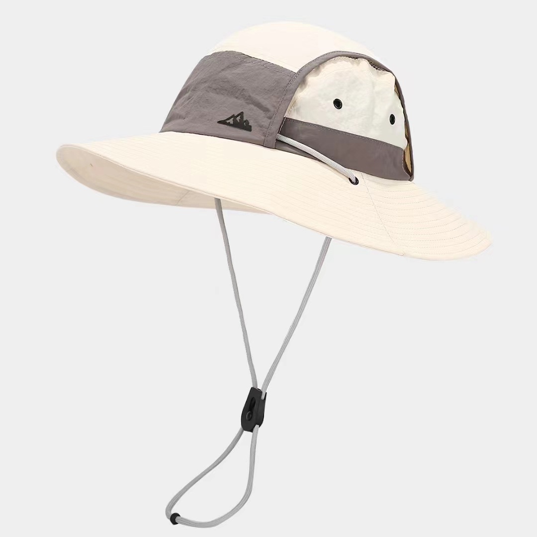 White Quick-Dry Sun Protection Bucket Hat for Men - Breathable Outdoor Hiking