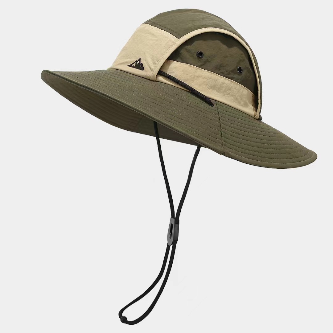 Green Quick-Dry Sun Protection Bucket Hat for Men - Breathable Outdoor Hiking