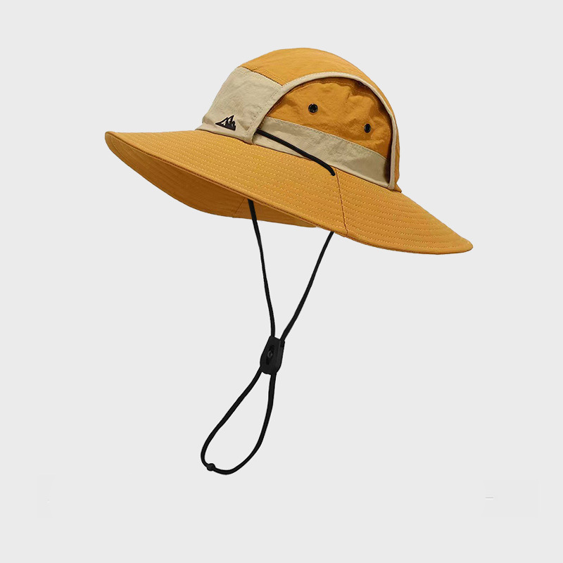 Orange Quick-Dry Sun Protection Bucket Hat for Men - Breathable Outdoor Hiking