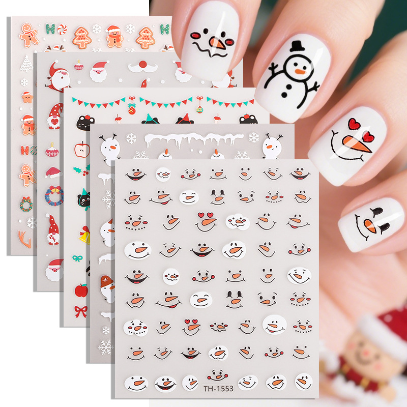 4PCS 5D Embossed Christmas Nail Art Stickers - Santa view 3