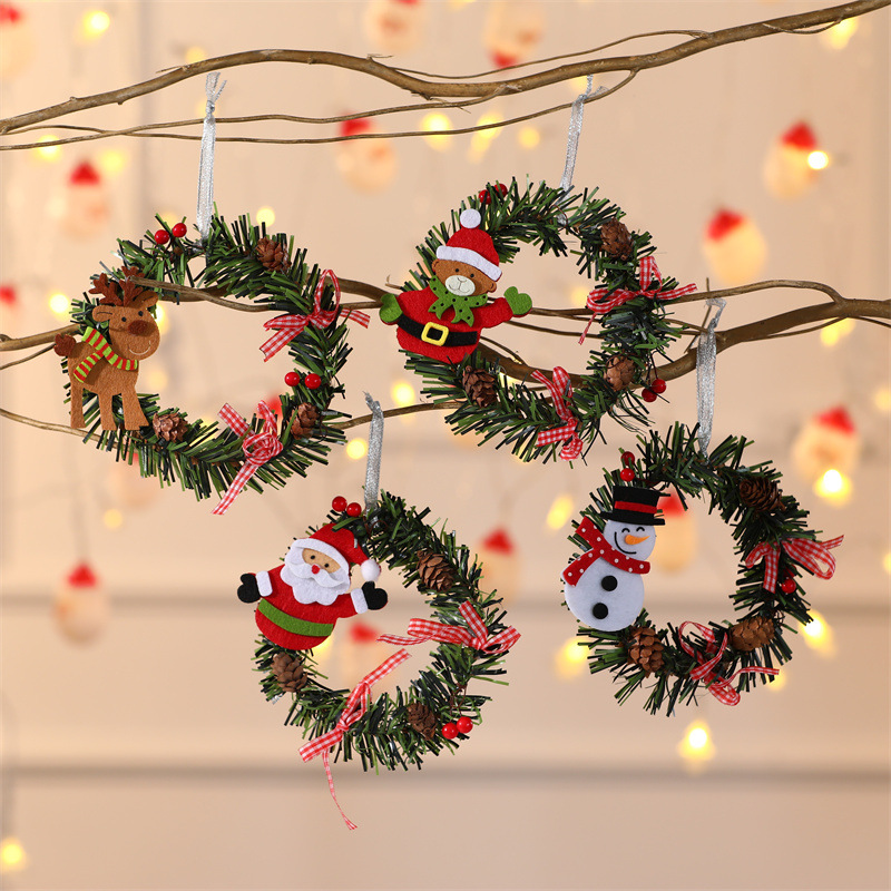 Elk Mini Christmas Wreath Ornaments (11cm) - Festive Santa view 2