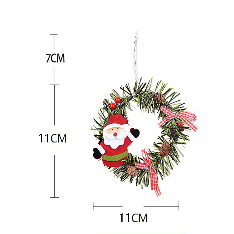 Bear Mini Christmas Wreath Ornaments (11cm) - Festive Santa view 3